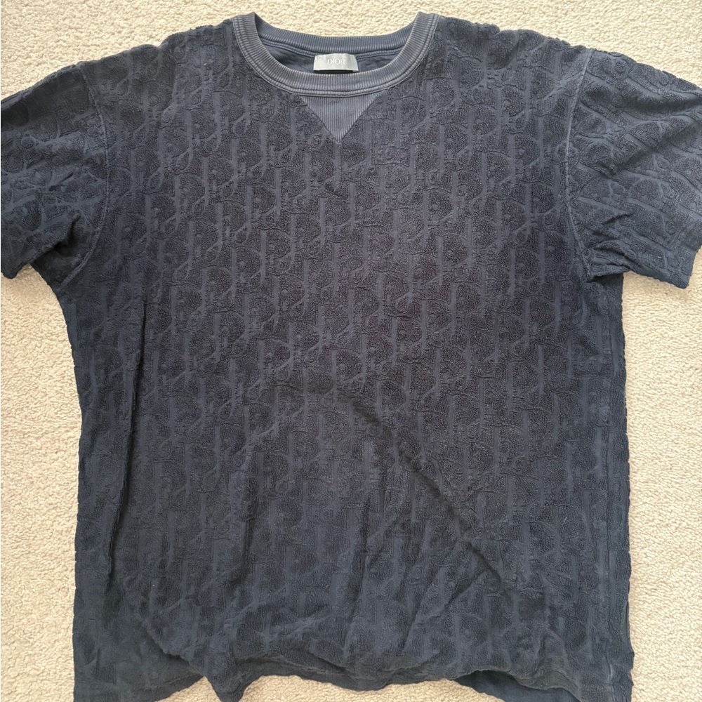 Christian Dior Navy Blue Terrycloth Monogram Shirt – Men’s